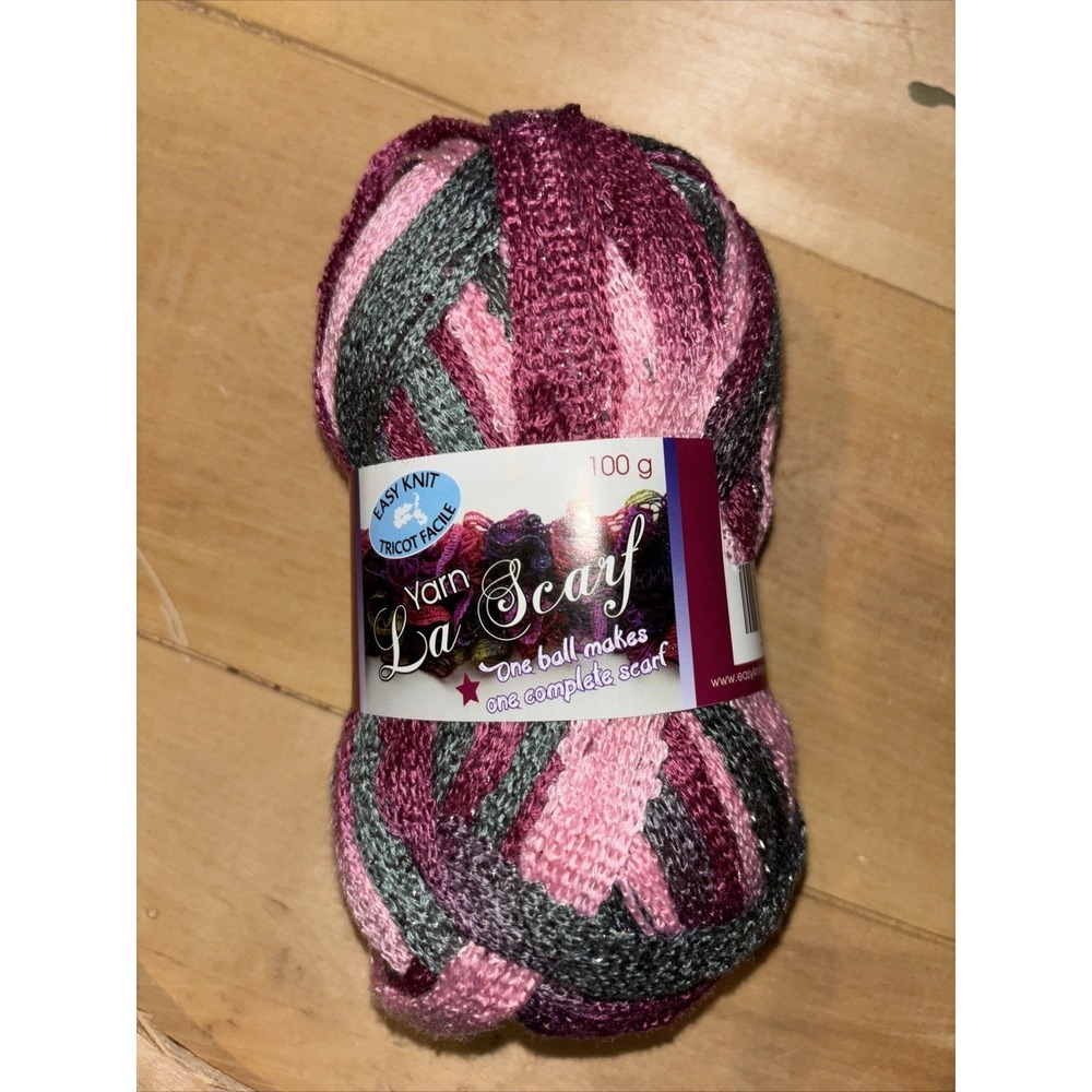 La Scarf yarn for boa scarf 97% acrylic/3%metallic 100gr Pink Mauve Gray